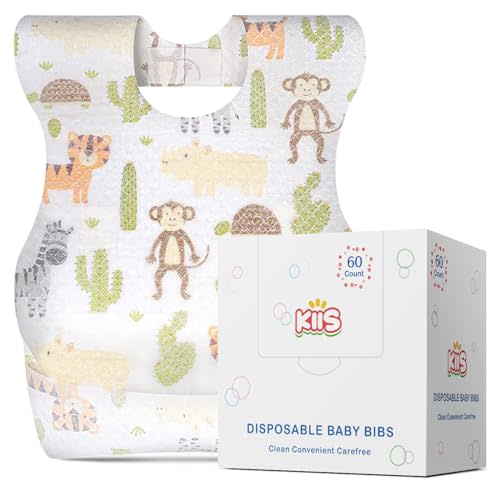 KIIS Disposable Baby Bibs for Baby Boys and Girls - Individually Packaged - Hygienic, Soft and Leakproof (20 PCS / 60 PCS)