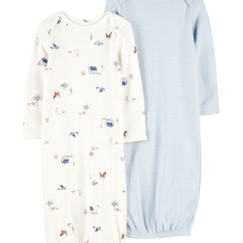 Blue/White Baby 2-Pack Sleeper Gowns | Carter’s Oshkosh Canada