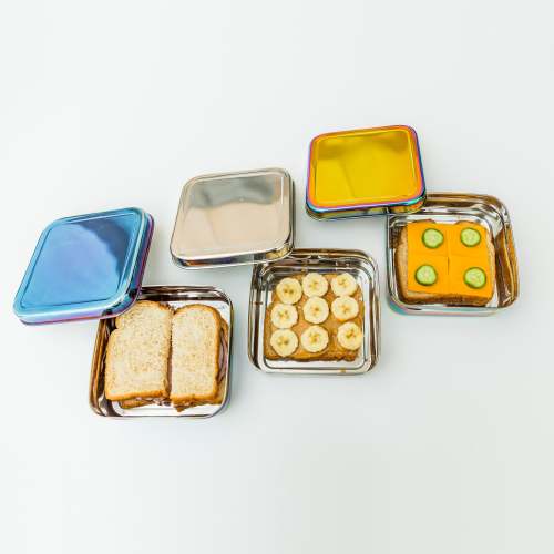 Rainbow Ahimsa Square Snack and Lunch Container with Lid – AHIMSA®