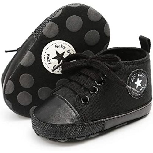 KIDSUN Unisex Baby Boy Girl Canvas Sneaker Soft Sole Infant Lace up Newborn Ankle Toddler First Walkers Crib Shoes