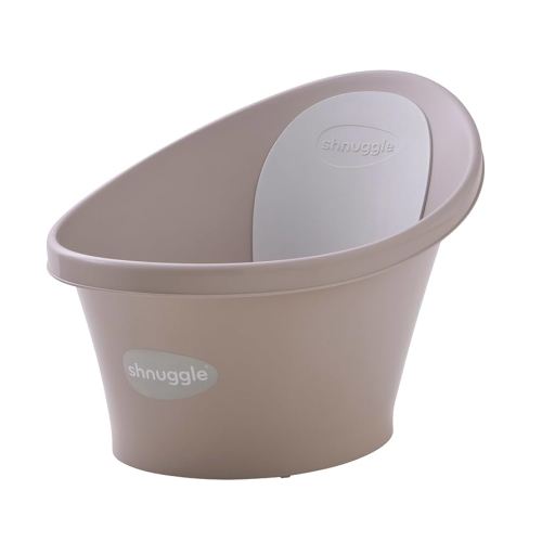 Shnuggle Newborn Baby Bath | Built in Support Bump and Soft Backrest | Suitable from Newborn | Bath Seat Support Includes Plug | Taupe