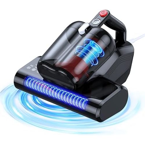 Mattress Vacuum Cleaner, 16Kpa 600W Bed Vacuum Cleaner with 253.7nm UV-C Light & HEPA Filter & 40000 RPM/Min Brushroll Rotation & Heating Tech, Widened Suction Port, Corded