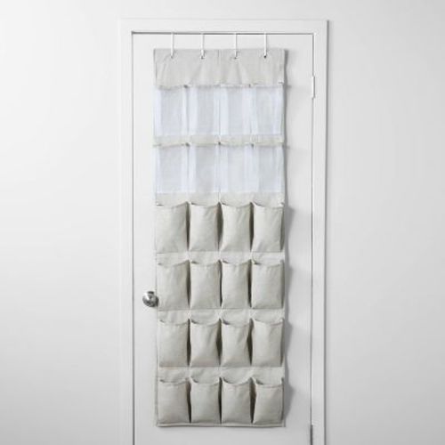 Over The Door 24 Pocket Mesh Shoe Organizer Light Gray - Brightroom™: Hanging Shoe Storage, Holds 24 Pairs, No Assembly Required