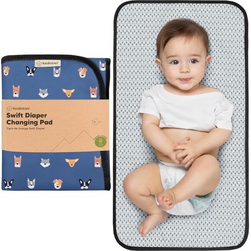 KeaBabies Portable Diaper Changing Pad, Easy Wipe Clean - Foldable Waterproof Baby Changing Mat for Diaper Bag, Compact, Lightweight, Baby Changer Travel Essential, Machine Washable (Pets & Paws)