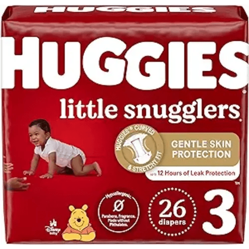 Huggies Size 3 Diapers, Little Snugglers Baby Diapers, Size 3 (16-28 lbs), 26 Count