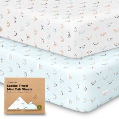 Keababies Mini Crib Sheets For Baby Girls, Boys, 2-pack Soothe Pack And Play Sheets Fitted, Organic Pack N Play Mattress Sheet (wildflowers)