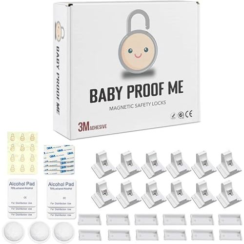 Pack of 12 Magnetic Baby Cabinet Locks for Child Safety with 3 Keys, 3M Adhesive Easy Installation, Baby Proofing Magnetic Locks for Cabinets and Drawers