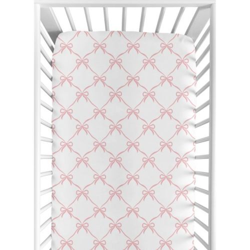 Sweet Jojo Designs Girl Baby Fitted Crib Sheet Ballerina and Ballet Bows Pink and White