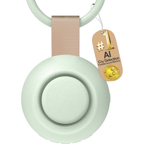 2025 Mom's Choice Awards, Portable Sound Machine for Baby Adult, AI Cry Detection, 18 Soothing Sound, Bluetooth Rechargeable White Noise Machine for Home Office Travel, Nursery Light, Green