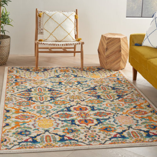 Bungalow Rose Whitingham Oriental Beige/Blue/Orange Area Rug & Reviews | Wayfair