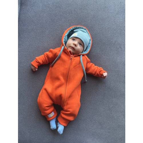 Baby boy Orange romper, warm jumpsuit