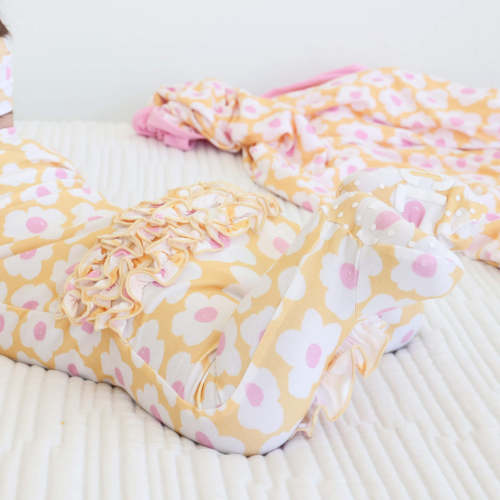Sunshine Daisy Ruffle Zipper Footie