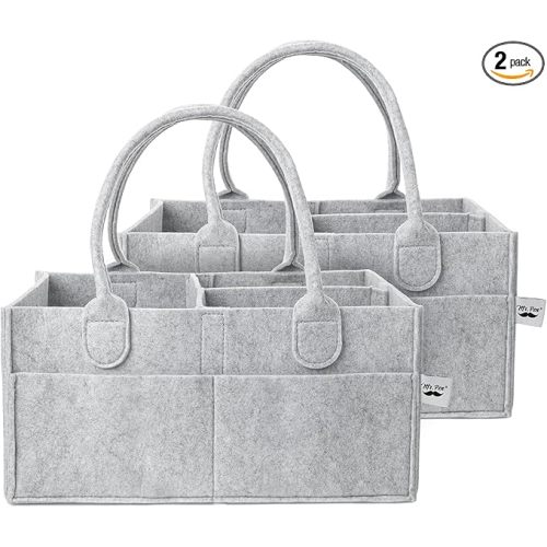 Mr. Pen- Baby Diaper Caddy Organizer, 2 Pack, Gray, Baby Caddy Organizer with Handle, Compact Size, Collapsible & Portable