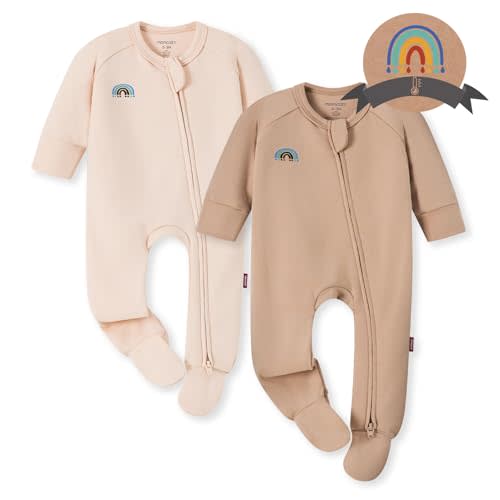 Momcozy Boy Girl Baby Pajamas, 0-24 M Temp-Sensing 2-Way Zipper Cotton & Viscose Derived from Bamboo Newborn Sleepers