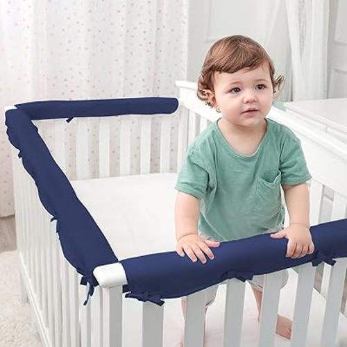 3pcs New Teething Crib Rail Teething Guard (1 Long 2 Short Navy Blue)