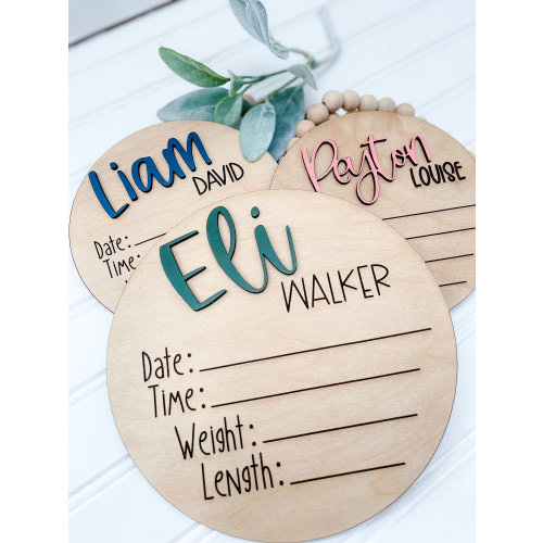 Hospital Birth Announcement Sign|Birth Announcement Disc | Baby Announcement | New Baby | Baby Photo Prop | New Mom Gift | Baby Stat Disc