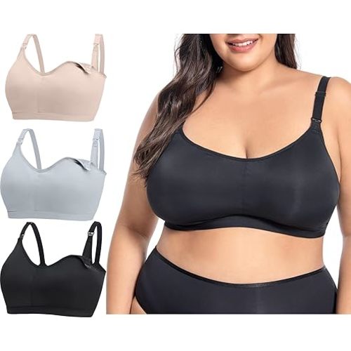 Plus Size Nursing Bra Built in Pads Non Removable Full Cup for Big Women,Nursing Bra Large Bust,Maternity Bra Large Breast