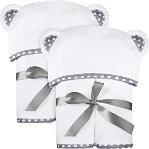 Set of 2 Hooded Baby Towels – White – Luxurious, Large and Super Absorbent – 35 x 35 Inch – Soft and Suitable for Infants, Toddlers and Kids – 500 GSM