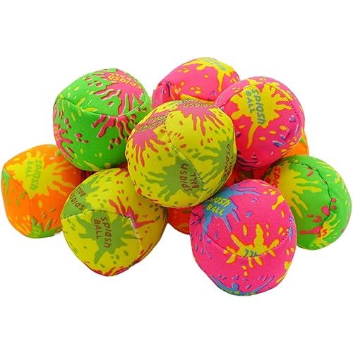 4E's Novelty 12 Pack - 2" Water Bomb Splash Balls - Mini Absorbent Ball - Kids Pool Toys, Outdoor Water Fight Games Activities for Kids, Beach Party Favors, Easter Basket Stuffers
