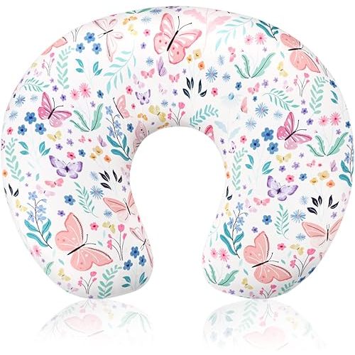 Nursing Pillow Cover, Ultra Soft Breastfeeding Pillow Covers for Newborn Baby Boys and Girls, Easy Removal and Machine Washable Slipcover, Pillowcase Only (Butterfly)
