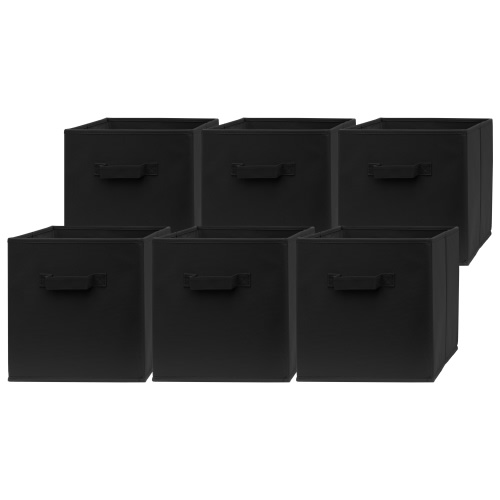 Pomatree 12x12 Storage Cube Bins - 6 Pack - Fabric Cube Storage Bin (Black)
