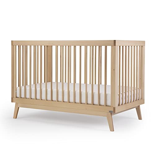 dadada Baby Soho 3-in-1 Convertible Crib to Toddler Bed Wooden Crib Made in Italy, GREENGUARD Gold Certified Small Baby Crib Baby-Safe Finish, Modern Design (Natural)