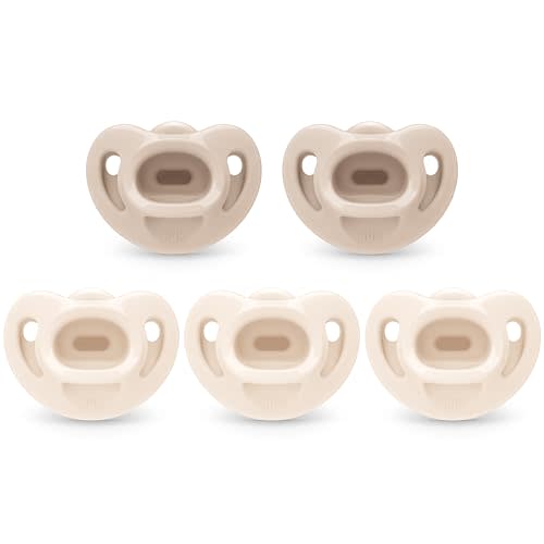 NUK 100% Silicone Comfy Orthodontic Pacifiers, 0-6 Months, Neutral Fashion, Timeless Collection, 5 Count