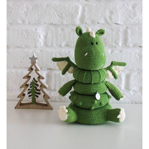 Baby pyramid dinosaur, Stacking toy dragon, Baby education ring stacker toy, Dragon figurine,Dragon plush, First Second birthday gift