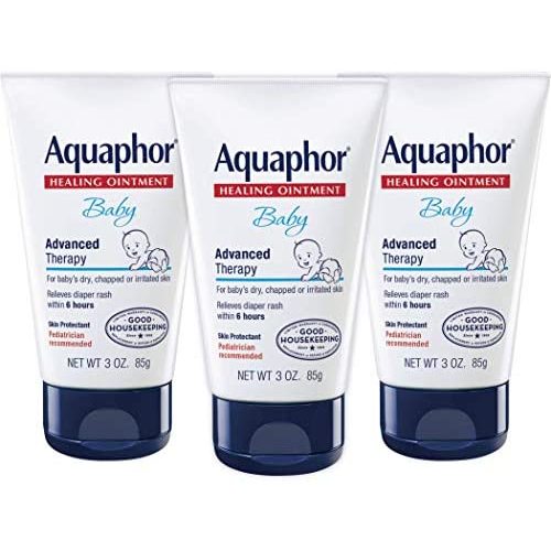 Aquaphor Baby Healing Ointment - Advanced Therapy for Chapped Cheeks and Diaper Rash - 3 Oz (Pack of 3)