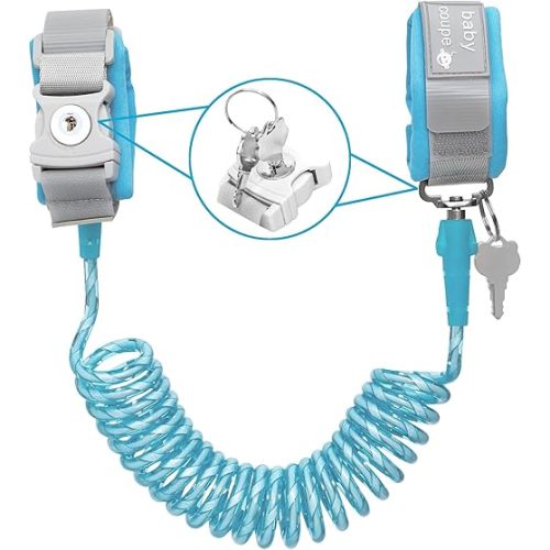 Toddler Harness Walking Leash- Child Anti Lost Wrist Link - Child Safety Harness - Upgrade with Reflective(6.5ft) - for Boys and Girls,Not Easy to Open Without Key (Blue)