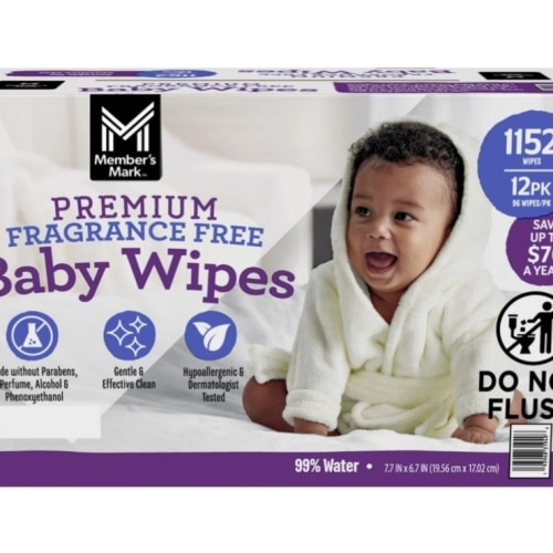 Member's Mark Premium Baby Wipes, Fragrance Free, 12 pk., 1152 Wipes - Sam's Club