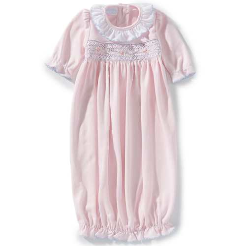 Edgehill Collection Baby Girls Hand Smocked Pima Cotton Elastic Gown