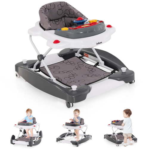 INFANS Baby Walker 6 in 1, Combo Bounce Jumper, Adjustable Height & Speed, Foldable Activity Center, Washable Seat