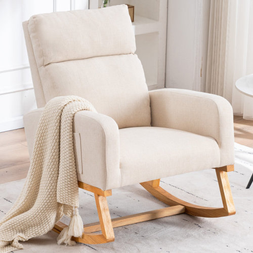Wasilewski Rocking Chair Beige Linen Blend