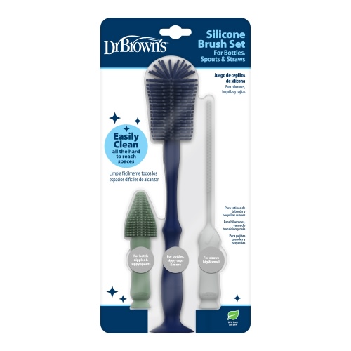 Dr. Brown's Silicone Cleaning Brush Set with Bottle, Spout, and Straw Brushes, BPA Free, 3 Pack