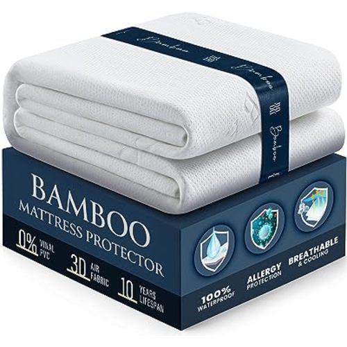 BELADOR Waterproof Mattress Protector King - 3D Air Fabric Bamboo Mattress Protector Breathable Mattress Cover, Noisless & Crinkle Free Sleep, Vinyl Free, Bed Cover, Snug Fit Deep Pocket