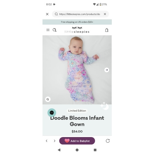 Doodle Blooms Infant Gown – Little Sleepies
