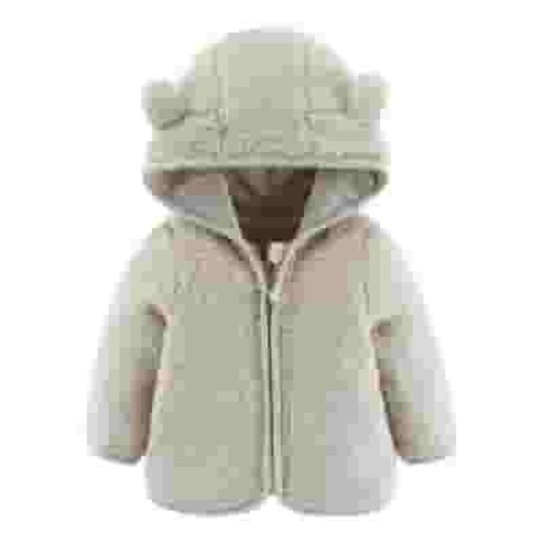 skpabo Toddler Girls Boys Cute Jacket Bear Ear Hoodie Sweater Zip Up Teddy Fuzzy Warm Coat Baby Winter Outwear Clothes Beige 0-6 Months