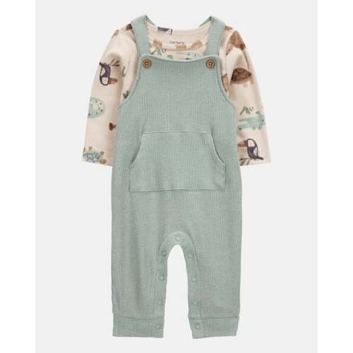 Baby 2-Piece Long-Sleeve Tee & Waffle Knit Coverall Set - Green | Carter's