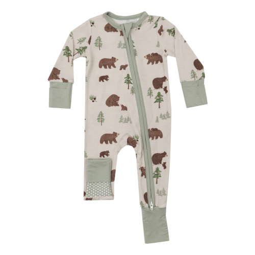 2-Way Zip Romper, Sweet Brown Bears