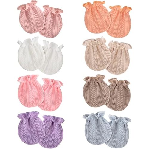 Newborn Baby Mittens No Scratch Cotton Elastic Wrist Gloves Infant Toddler Mittens for Baby Boy Girl 0-6 Months