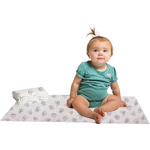 Disney Baby by J.L. Childress Disposable Changing Pads for Baby - Disney Travel Essential - Diaper Changing Table Liners - Disposable Travel Changing Pads, 26"x18" - Mickey & Minnie Mouse - Pack of 24
