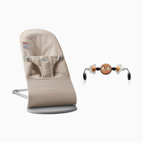 Bouncer Bliss and Toy Bar Bundle - Light Beige Melange/Bw Googly Eyes