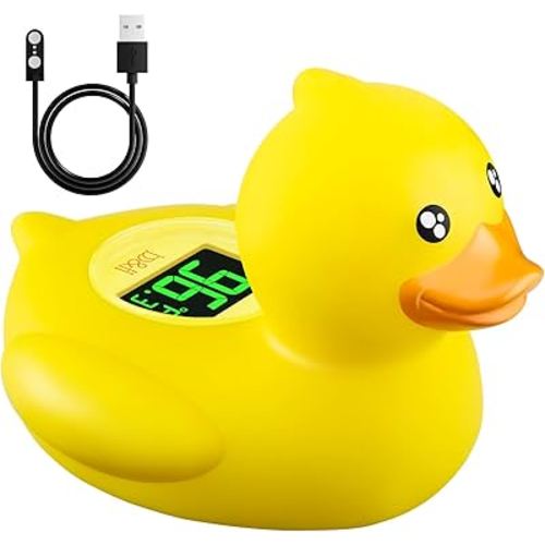 b&h Rechargeable Baby Bath Thermometer, Digital Floating Shower Thermometer for Infant Bathtub and Room, Upgraded Turn Off Function, Fast Temperature Reading, Safety Newborn Bath Time Toy (Baby Duck)