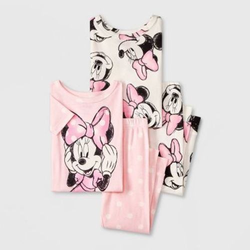 Toddler Girls' 4pc Snug Fit Cotton Minnie Mouse Pajama Set - Pink 2t