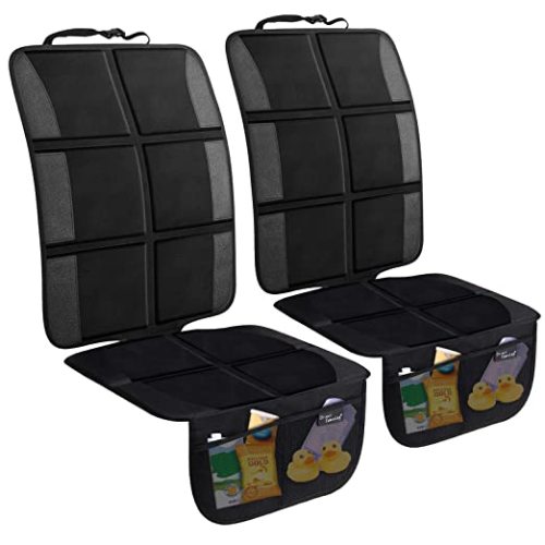 Car Seat Protector, 2 Pack Large Car Seat Protectors for Child Baby Car Seat with Organizer Pockets, Thick Padding Waterproof Car Seat Protector, Auto Vehicle Leather Seats Dog Mat Cover Pads, Black - 2 Count (Pack of 1)