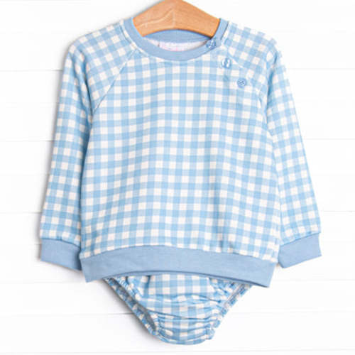 Chandler Check Sweatshirt Diaper Set, Blue – Stitchy Fish