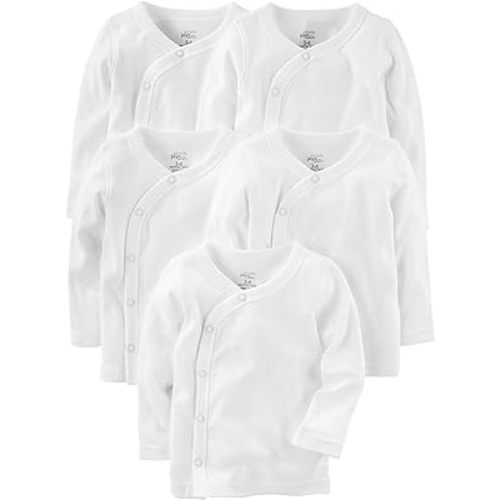 Simple Joys by Carter's unisex-baby 5-pack Side-snap Long-sleeve Shirt - 0-3 Months - White