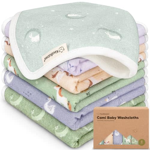 6-Pack Cotton Baby Washcloths for Newborn - Organic Cotton Muslin Soft Wash Cloths for Babies, Infant, Kids, Toddler Towels for Boy, Girl, Super Absorbent Face Cloths, Scratch-free Baby Rags (Lunaris)