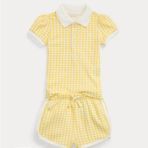 Gingham Mesh Polo Shirt & Short Set